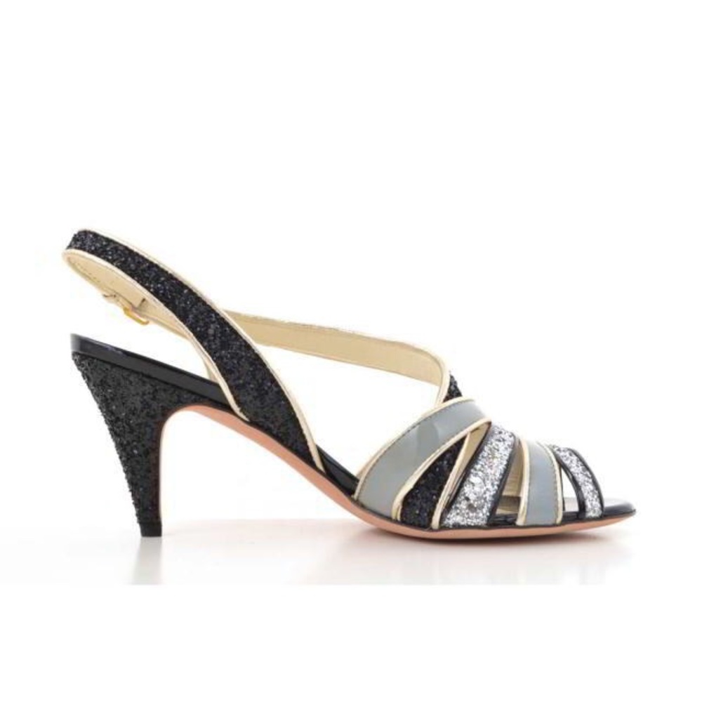 Miu Miu Black and Silver Strappy Heels EU 36.5
